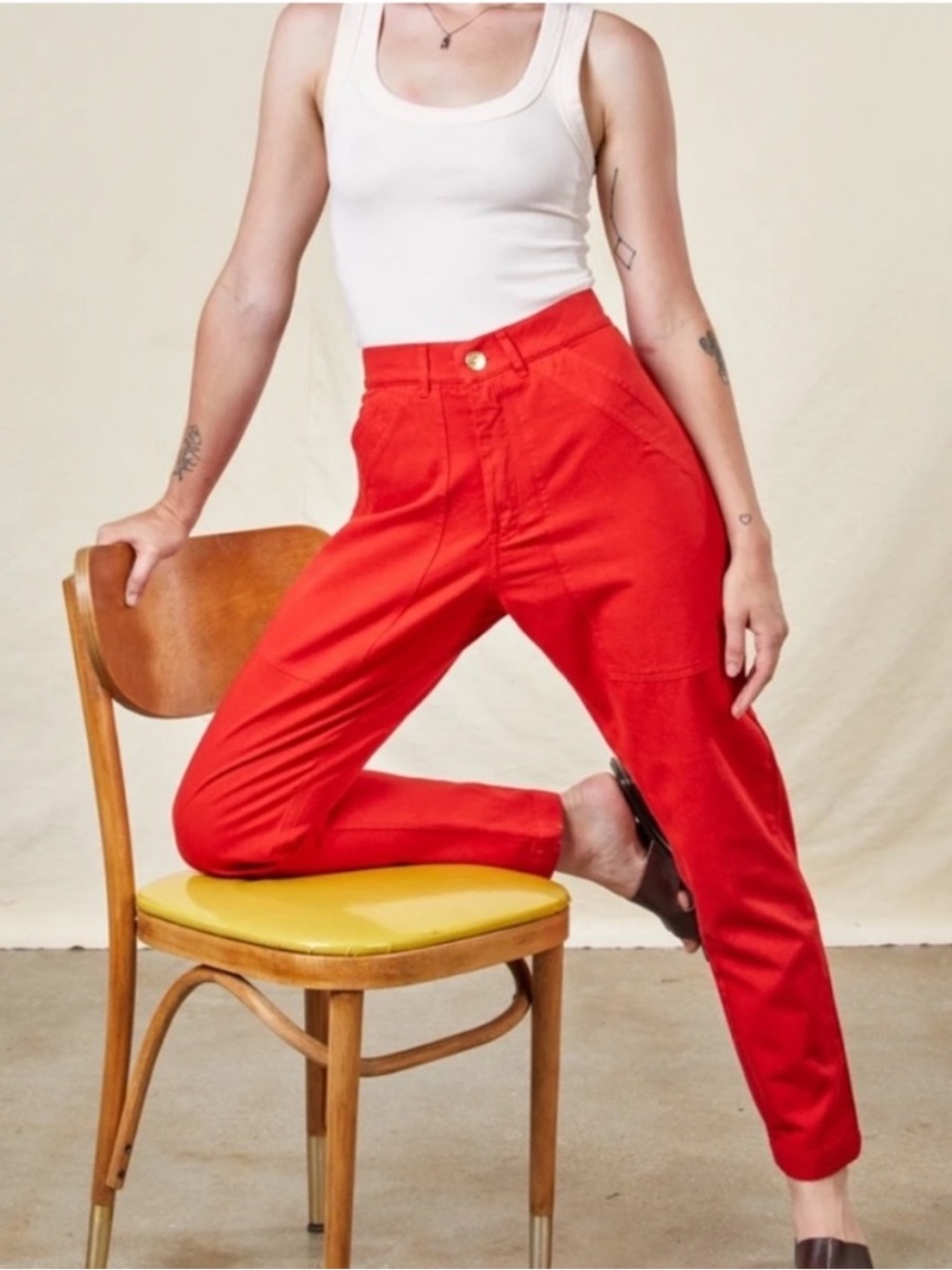 Big Bud Press Pants Pencil Pant Denim In Mustang Red